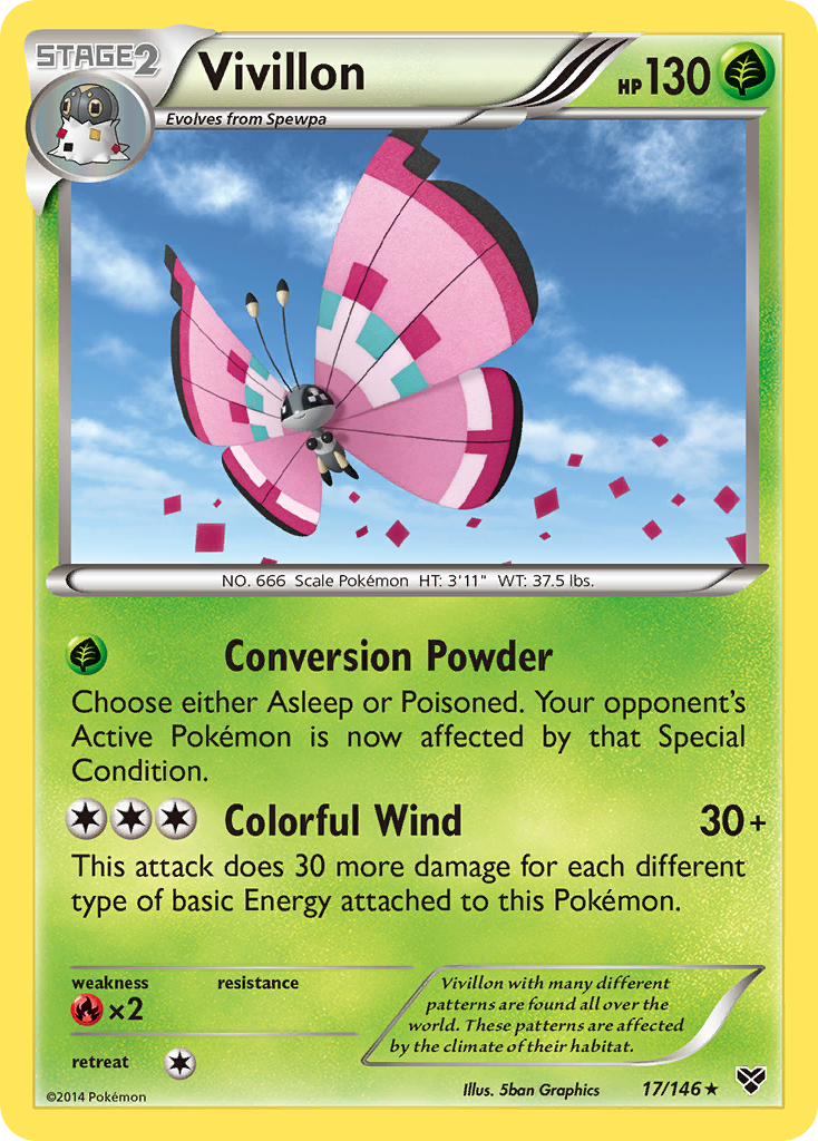 Vivillon (17/146) (Meadow Form/Pink Wings) [XY: Base Set] | Good Games Morley