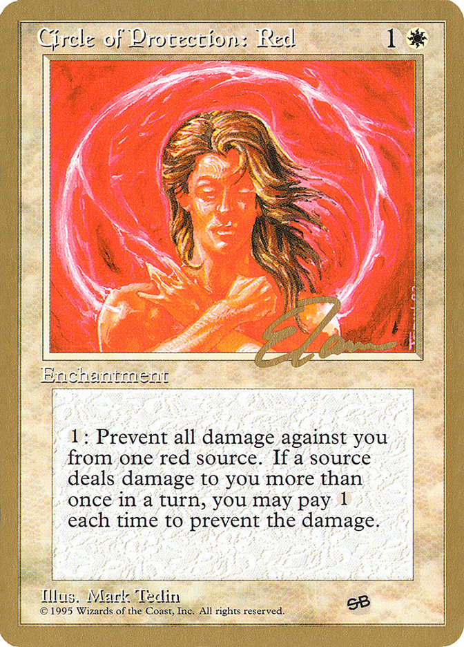 Circle of Protection: Red (Eric Tam) (SB) [Pro Tour Collector Set] | Good Games Morley