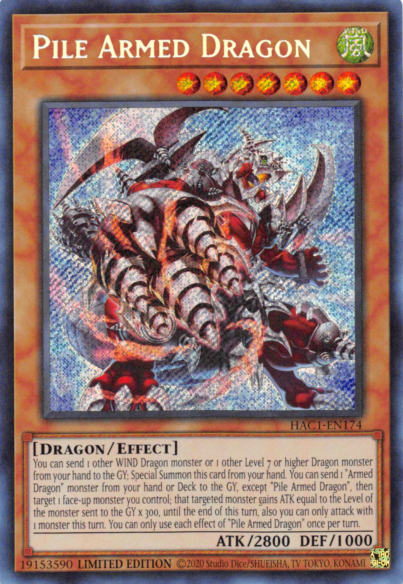 Pile Armed Dragon [HAC1-EN174] Secret Rare | Good Games Morley