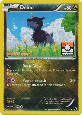 Deino (97/113) (League Promo 3rd Place) [Black & White: Legendary Treasures] | Good Games Morley