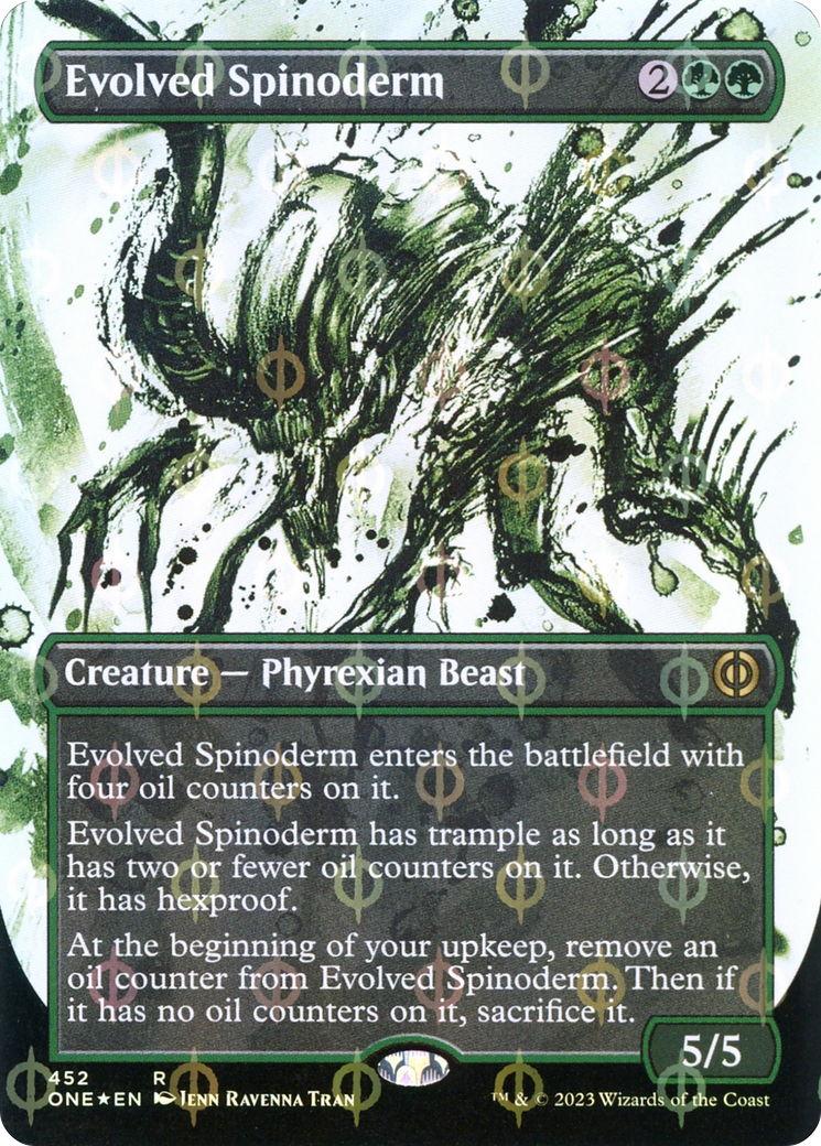 Evolved Spinoderm (Borderless Ichor Step-and-Compleat Foil) [Phyrexia: All Will Be One] | Good Games Morley