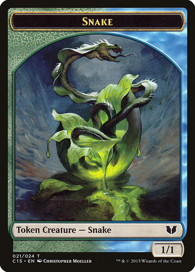 Snake (021) // Saproling Double-Sided Token [Commander 2015 Tokens] | Good Games Morley