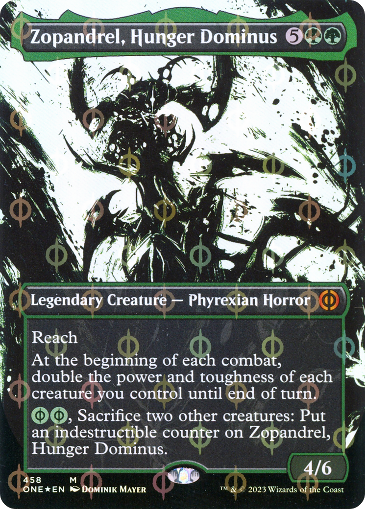 Zopandrel, Hunger Dominus (Borderless Ichor Step-and-Compleat Foil) [Phyrexia: All Will Be One] | Good Games Morley