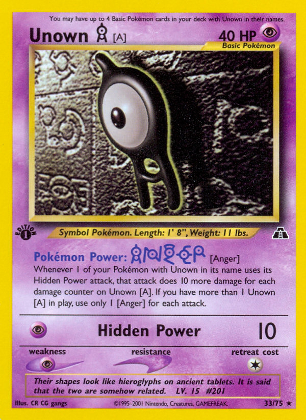 Unown [A] (33/75) [Neo Discovery 1st Edition] | Good Games Morley
