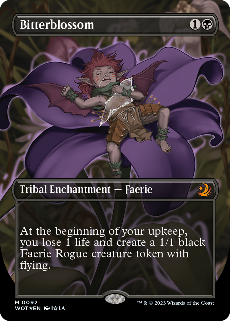 Bitterblossom (Anime Borderless) (Confetti Foil) [Wilds of Eldraine: Enchanting Tales] | Good Games Morley