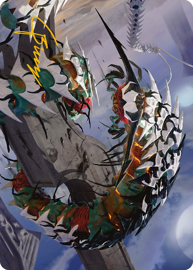 Atraxa's Skitterfang Art Card (Gold-Stamped Signature) [Phyrexia: All Will Be One Art Series] | Good Games Morley