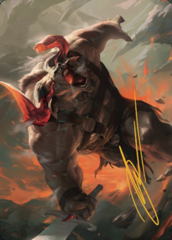 Furious Bellow Art Card (Gold-Stamped Signature) [Dominaria United Art Series] | Good Games Morley