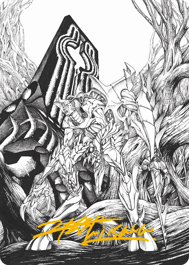 Lukka, Bound to Ruin Art Card (Gold-Stamped Signature) [Phyrexia: All Will Be One Art Series] | Good Games Morley