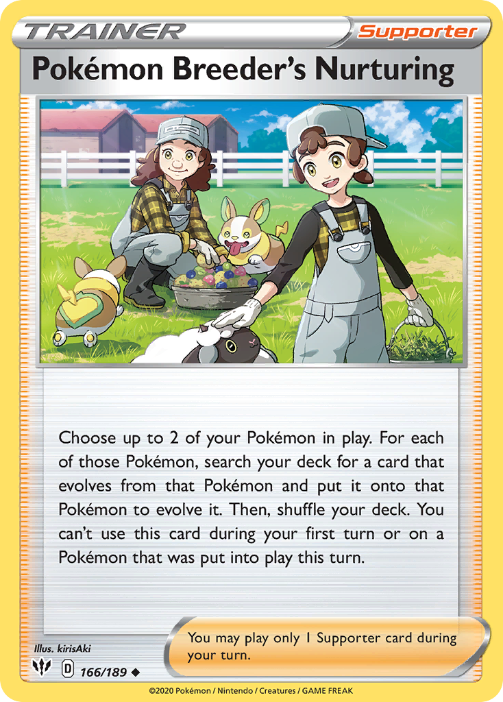 Pokemon Breeder's Nurturing (166/189) [Sword & Shield: Darkness Ablaze] | Good Games Morley