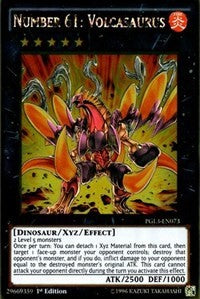 Number 61: Volcasaurus [PGL3-EN073] Gold Rare | Good Games Morley