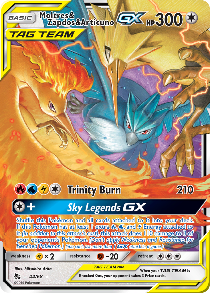 Moltres & Zapdos & Articuno GX (44/68) [Sun & Moon: Hidden Fates] | Good Games Morley