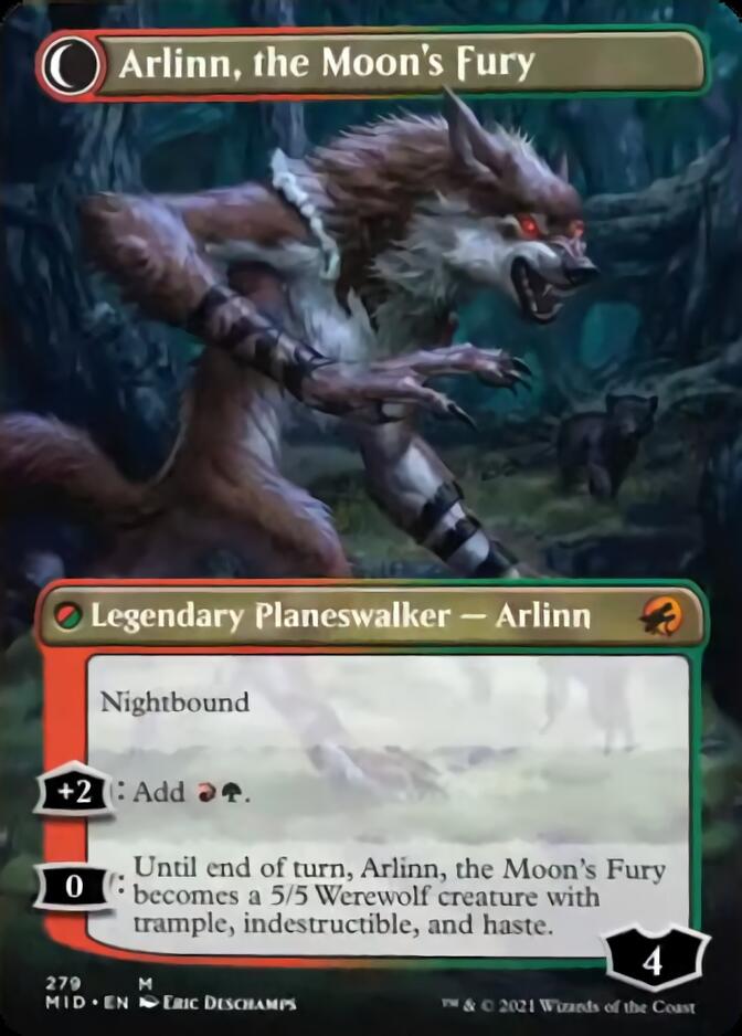 Arlinn, the Pack's Hope // Arlinn, the Moon's Fury (Borderless) [Innistrad: Midnight Hunt] | Good Games Morley