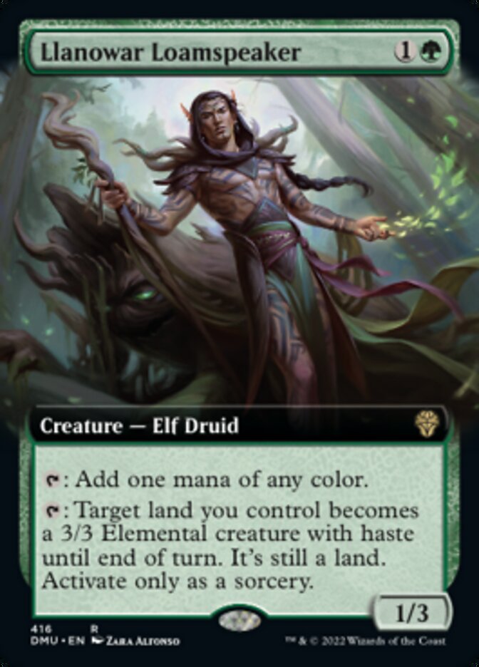 Llanowar Loamspeaker (Extended Art) [Dominaria United] | Good Games Morley