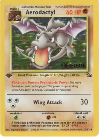 Aerodactyl (1/62) (Prerelease Promo) [Fossil 1st Edition] | Good Games Morley