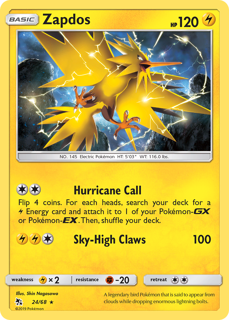 Zapdos (24/68) [Sun & Moon: Hidden Fates] | Good Games Morley