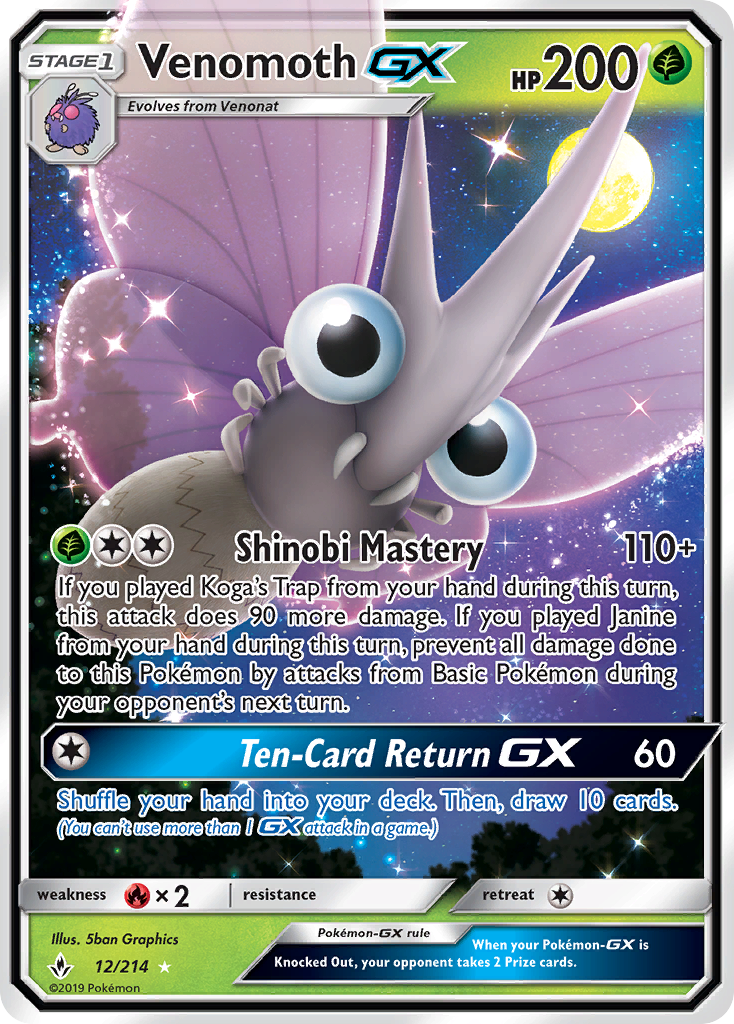 Venomoth GX (12/214) [Sun & Moon: Unbroken Bonds] | Good Games Morley