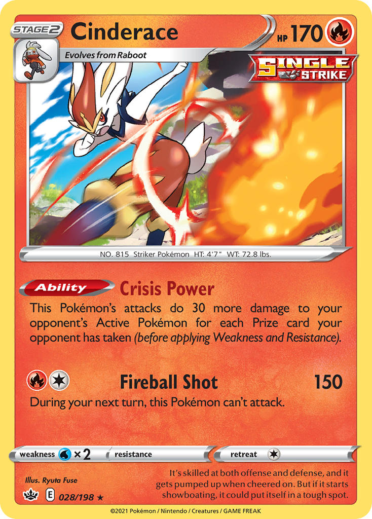 Cinderace (028/198) (Theme Deck Exclusive) [Sword & Shield: Chilling Reign] | Good Games Morley