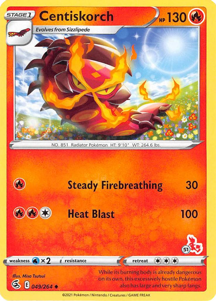 Centiskorch (49/264) (Cinderace Stamp #51) [Battle Academy 2022] | Good Games Morley