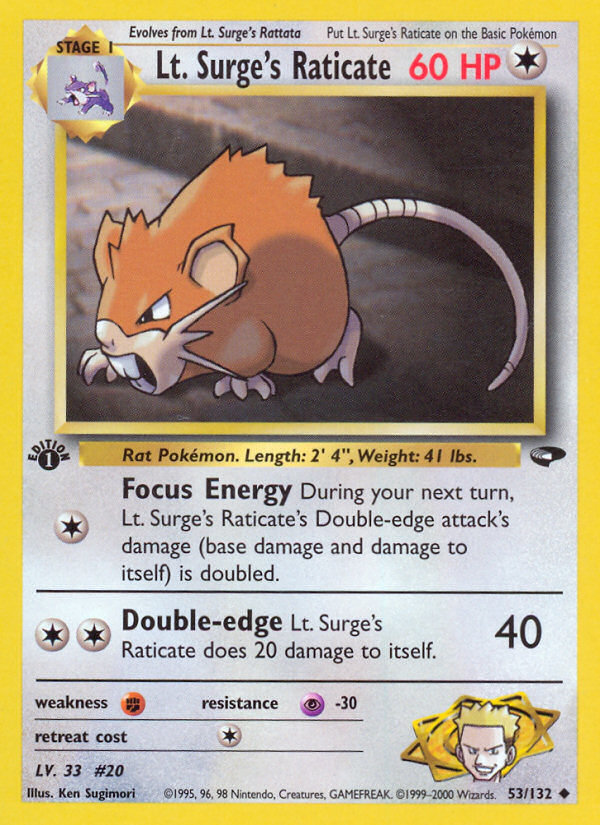 Lt. Surge's Raticate (53/132) [Gym Challenge 1st Edition] | Good Games Morley