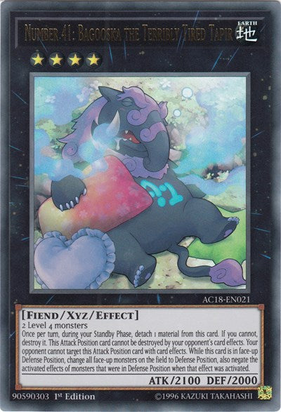 Number 41: Bagooska the Terribly Tired Tapir [AC18-EN021] Ultra Rare | Good Games Morley