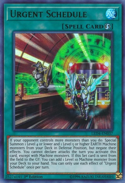 Urgent Schedule [LED4-EN037] Ultra Rare | Good Games Morley