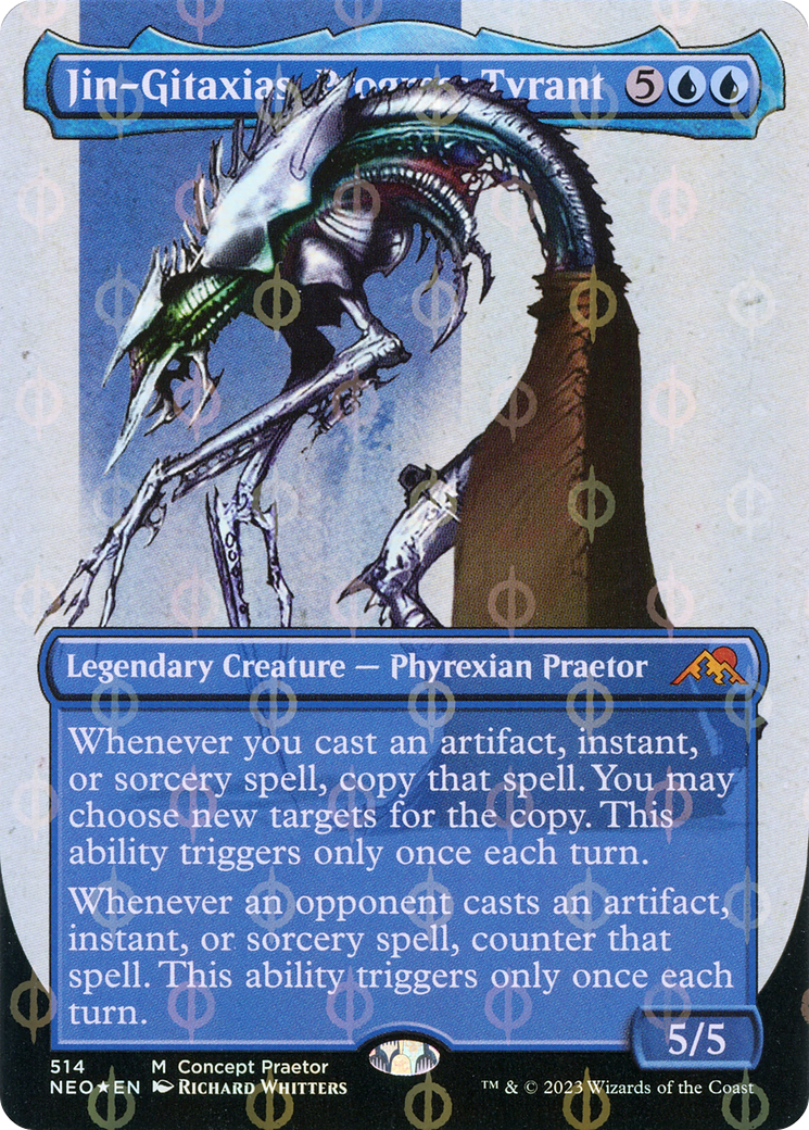 Jin-Gitaxias, Progress Tyrant (Borderless Concept Praetors Step-and-Compleat Foil) [Phyrexia: All Will Be One] | Good Games Morley