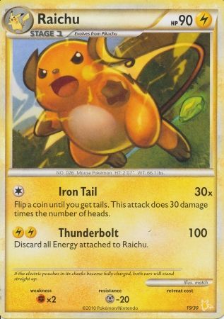 Raichu (19/30) [HeartGold & SoulSilver: Trainer Kit - Raichu] | Good Games Morley