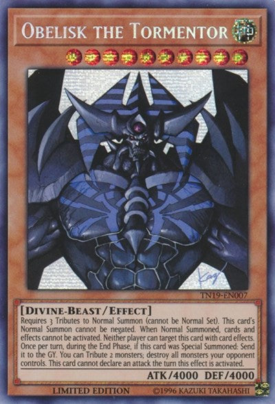 Obelisk the Tormentor [TN19-EN007] Prismatic Secret Rare | Good Games Morley