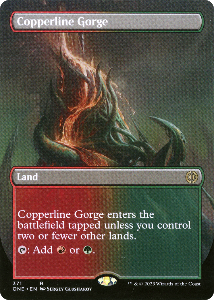 Copperline Gorge (Borderless Alternate Art) [Phyrexia: All Will Be One] | Good Games Morley