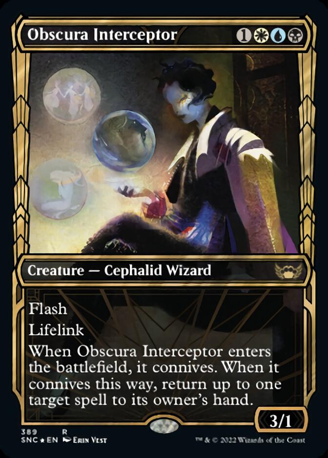Obscura Interceptor (Showcase Golden Age Gilded Foil) [Streets of New Capenna] | Good Games Morley