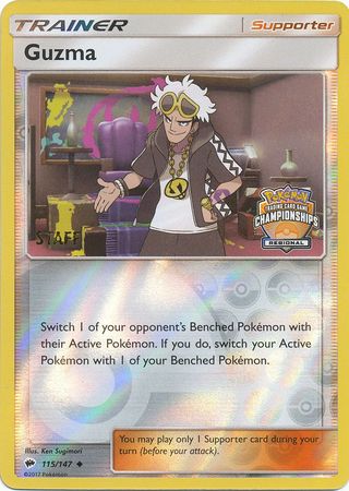 Guzma (115/147) (League Promo) (Staff) [Sun & Moon: Burning Shadows] | Good Games Morley