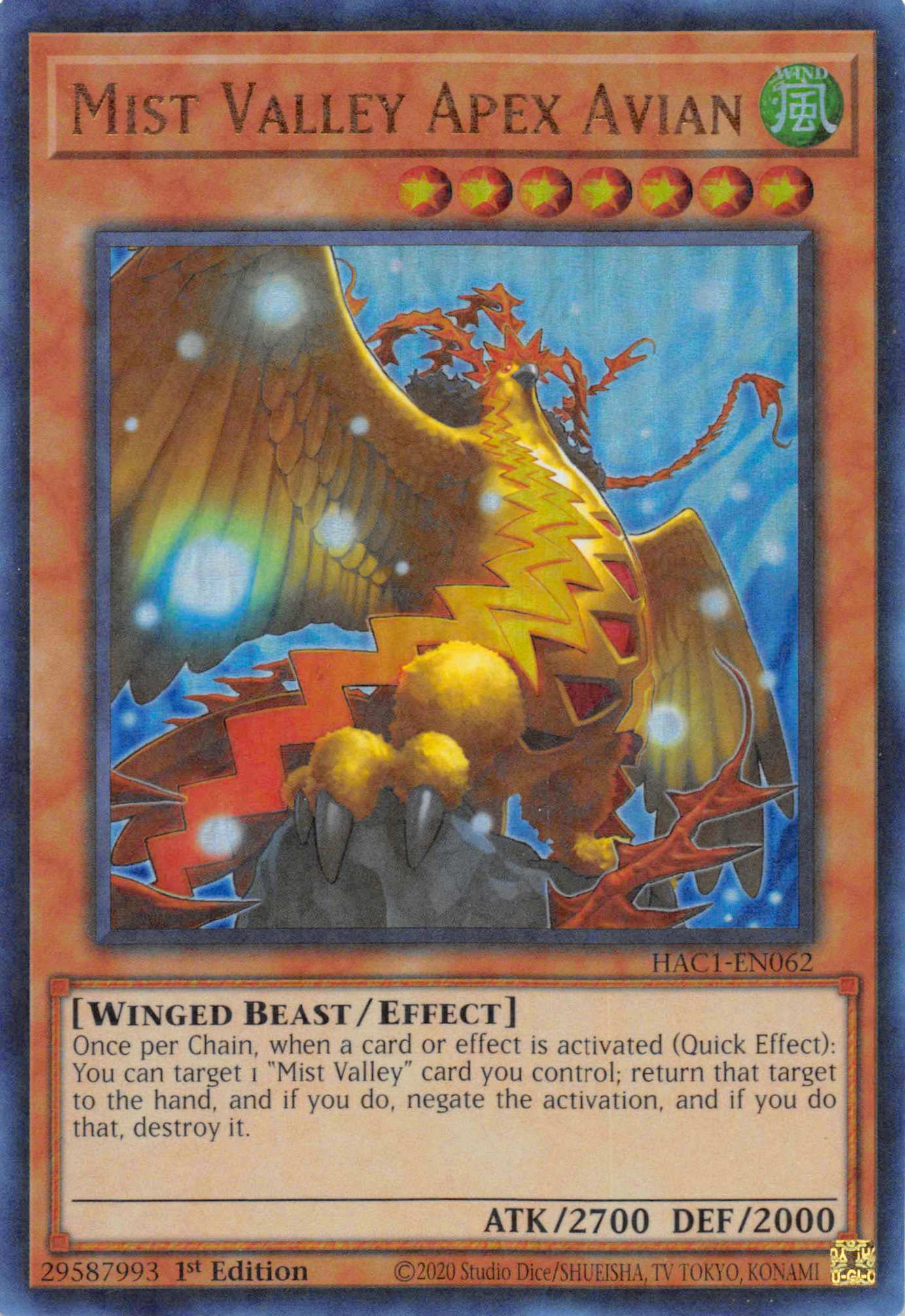 Mist Valley Apex Avian (Duel Terminal) [HAC1-EN062] Parallel Rare | Good Games Morley