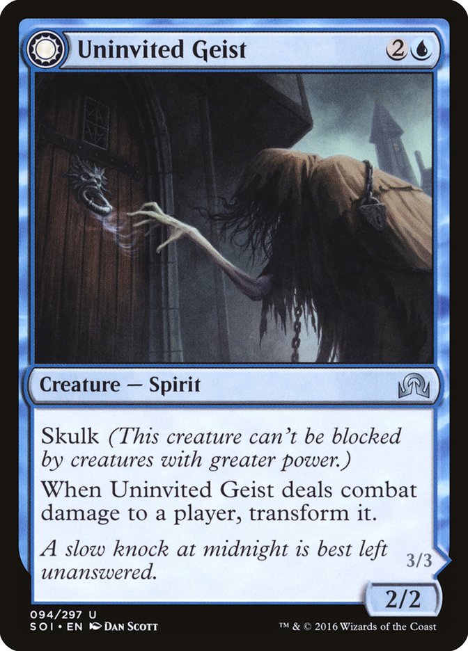 Uninvited Geist // Unimpeded Trespasser [Shadows over Innistrad] | Good Games Morley