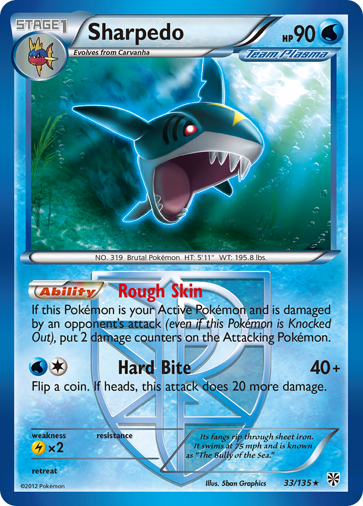 Sharpedo (33/135) [Black & White: Plasma Storm] | Good Games Morley