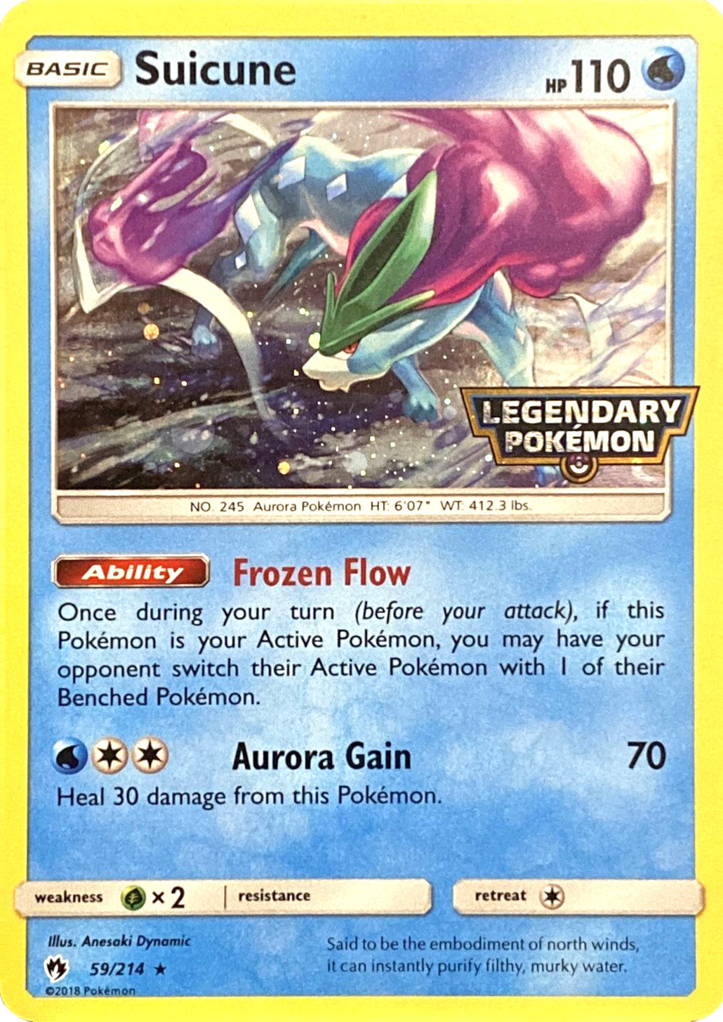 Suicune (59/214) (Legendary Pokemon Stamped) [Sun & Moon: Lost Thunder] | Good Games Morley