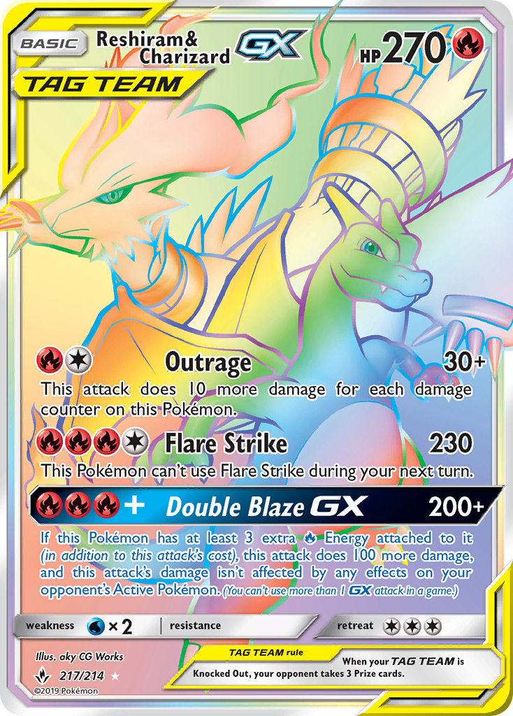Reshiram & Charizard GX (217/214) [Sun & Moon: Unbroken Bonds] | Good Games Morley