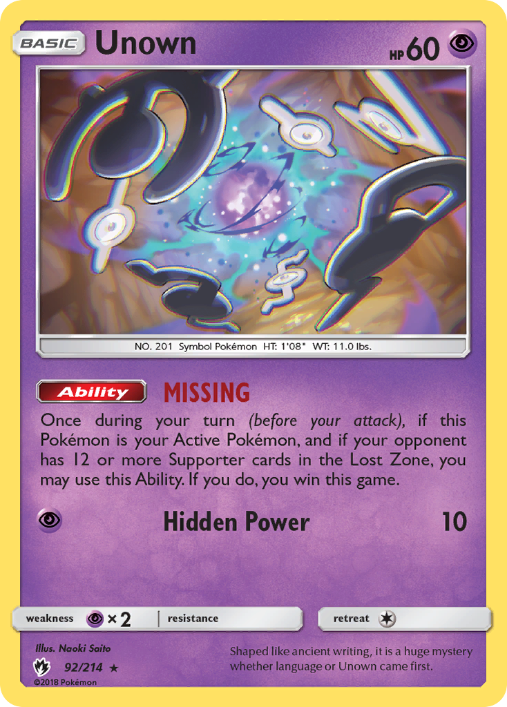 Unown (92/214) [Sun & Moon: Lost Thunder] | Good Games Morley