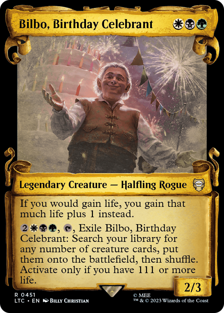 Bilbo, Birthday Celebrant [The Lord of the Rings: Tales of Middle-Earth Commander Showcase Scrolls] | Good Games Morley