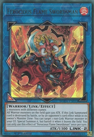 Ferocious Flame Swordsman [DUOV-EN032] Ultra Rare | Good Games Morley