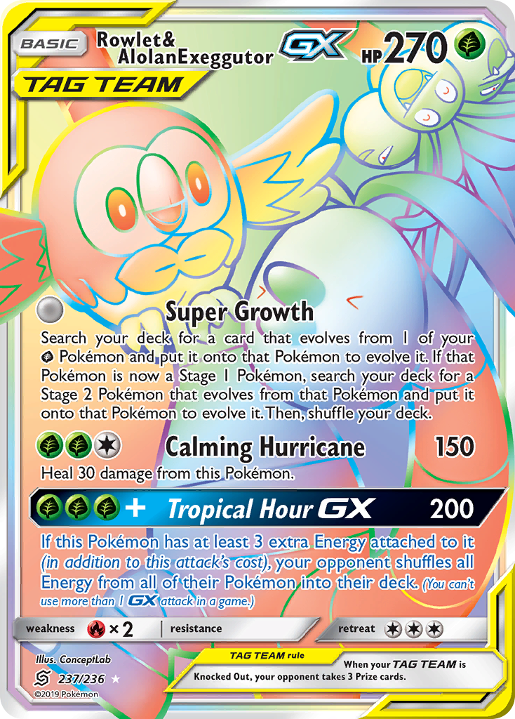 Rowlet & Alolan Exeggutor GX (237/236) [Sun & Moon: Unified Minds] | Good Games Morley