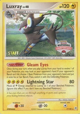 Luxray (7/130) (National Championships) (Staff) [Diamond & Pearl: Base Set] | Good Games Morley
