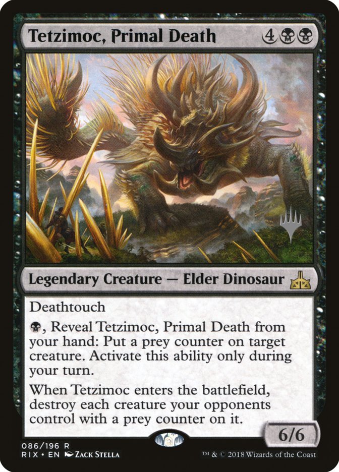 Tetzimoc, Primal Death (Promo Pack) [Rivals of Ixalan Promos] | Good Games Morley