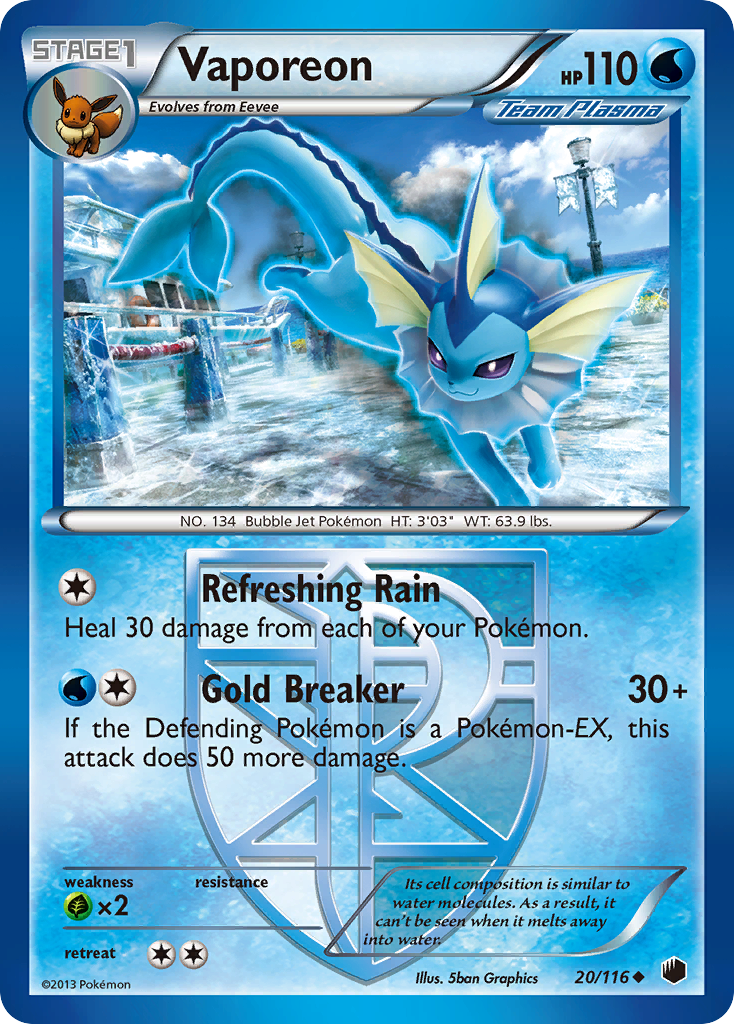 Vaporeon (20/116) [Black & White: Plasma Freeze] | Good Games Morley