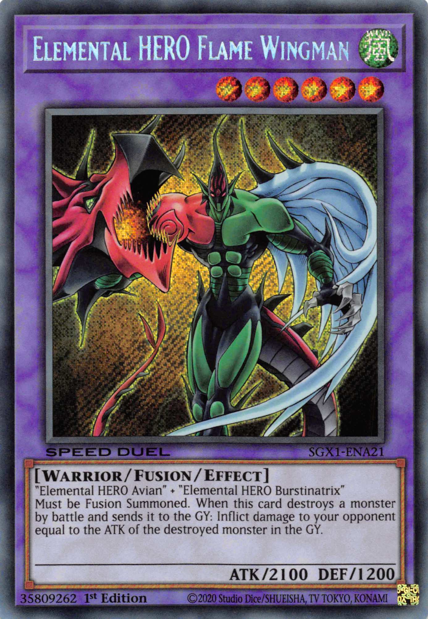 Elemental HERO Flame Wingman [SGX1-ENA21] Secret Rare | Good Games Morley