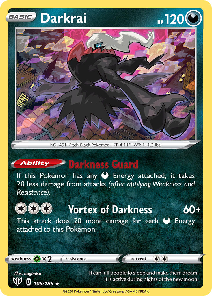 Darkrai (105/189) (Theme Deck Exclusive) [Sword & Shield: Darkness Ablaze] | Good Games Morley