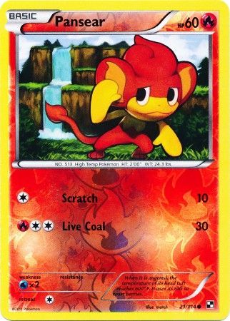 Pansear (21/114) (Energy Reverse Holo) [Black & White: Base Set] | Good Games Morley