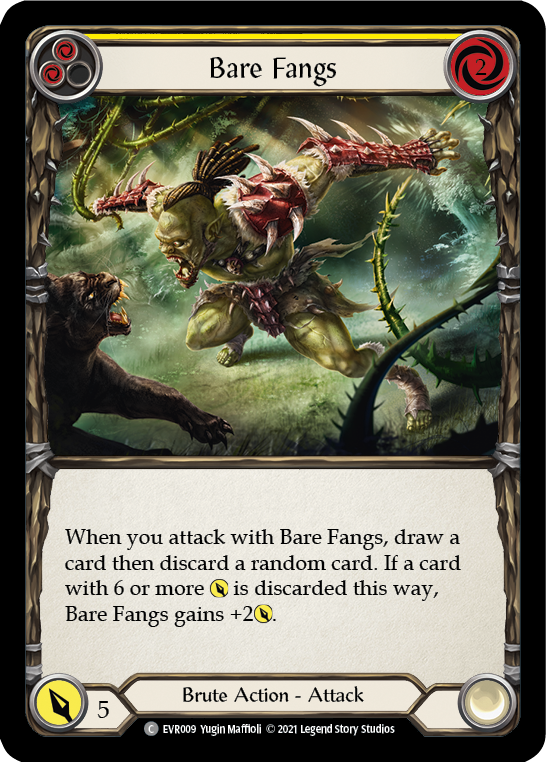 Bare Fangs (Yellow) [EVR009] (Everfest)  1st Edition Rainbow Foil | Good Games Morley