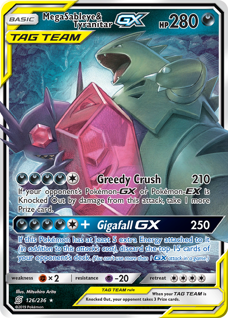 Mega Sableye & Tyranitar GX (126/236) [Sun & Moon: Unified Minds] | Good Games Morley