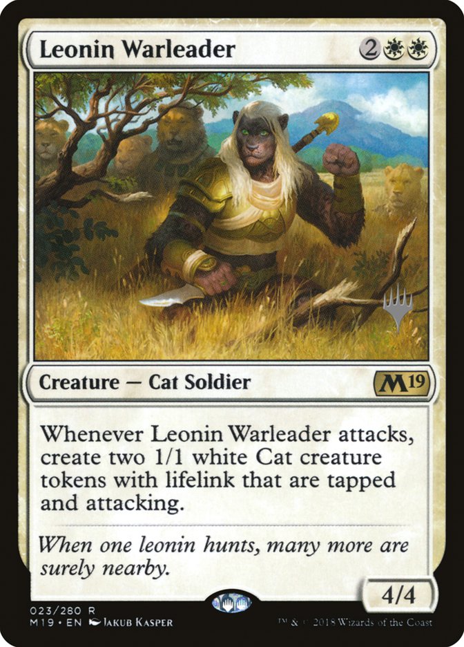 Leonin Warleader (Promo Pack) [Core Set 2019 Promos] | Good Games Morley