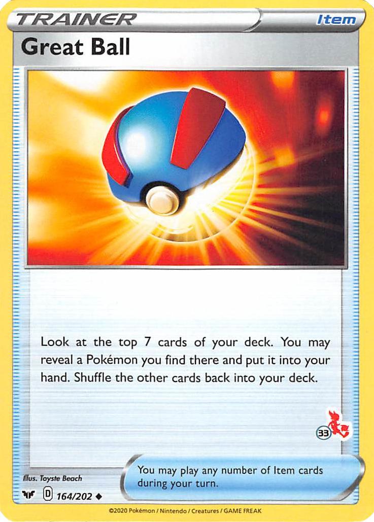 Great Ball (164/202) (Cinderace Stamp #33) [Battle Academy 2022] | Good Games Morley